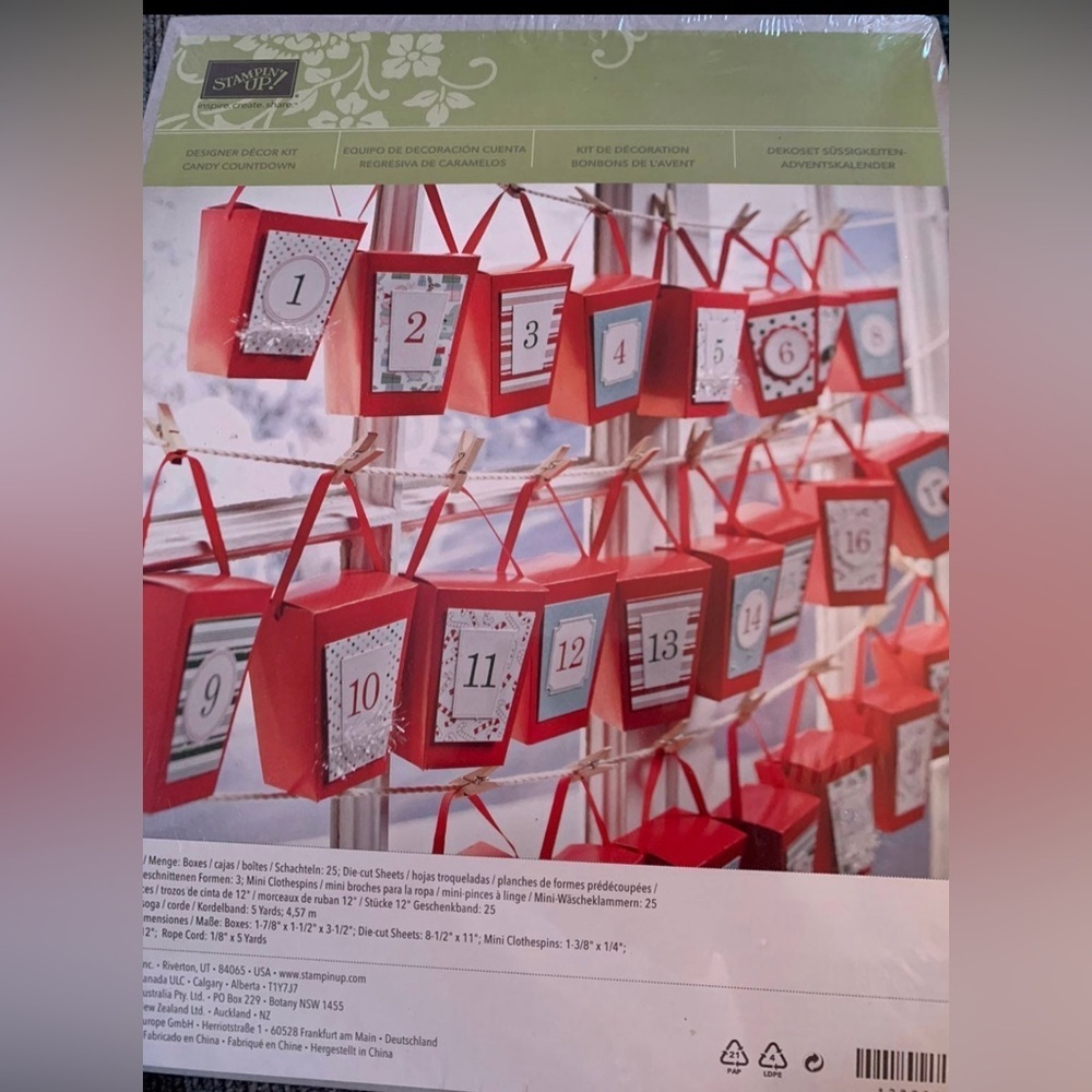 New Sealed Stampin Up Christmas Advent Box Candy Countdown Calendar Craft Kit